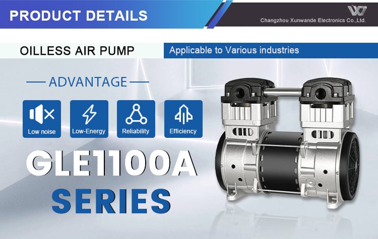 air pump compressor oilless outstanding 1.1kw 8bar Oil Free Piston Air Compressor Head manufacture