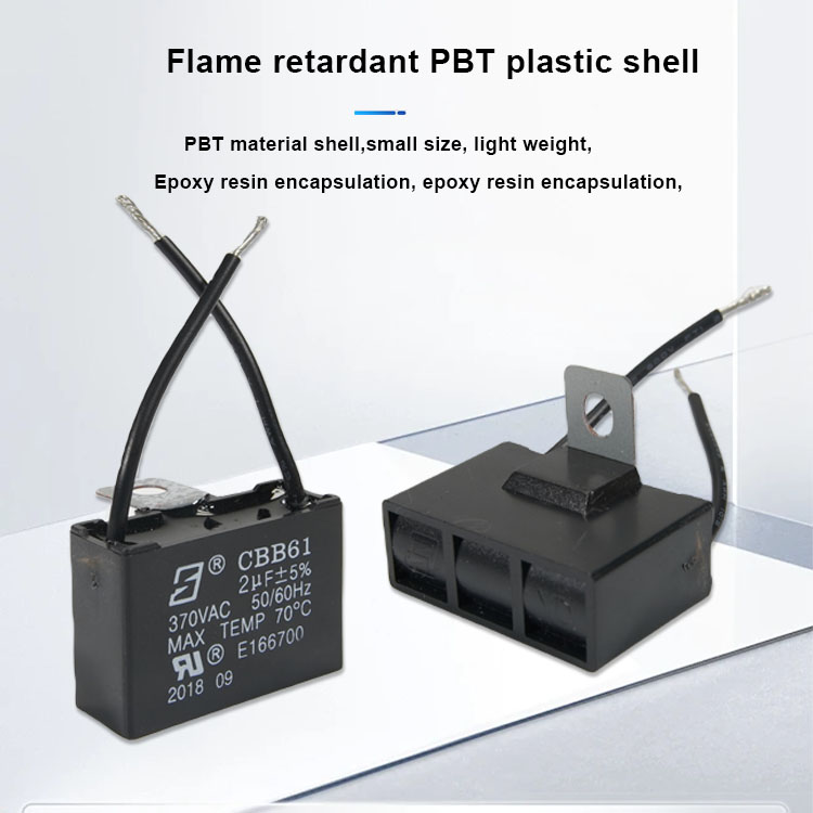 CBB61 450V 2.2UF Air Conditioner Run Capacitor 3000hours SH Life 25~30 Line Length Two PVC Wires  capacitor manufacture