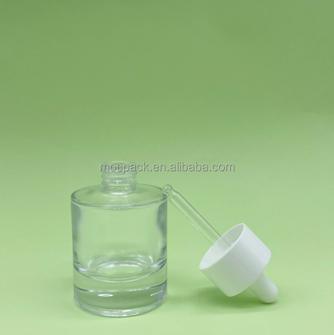 High quality thick wall round 30ml 50ml glass dropper bottle cosmetic serum essence dropper bottle details
