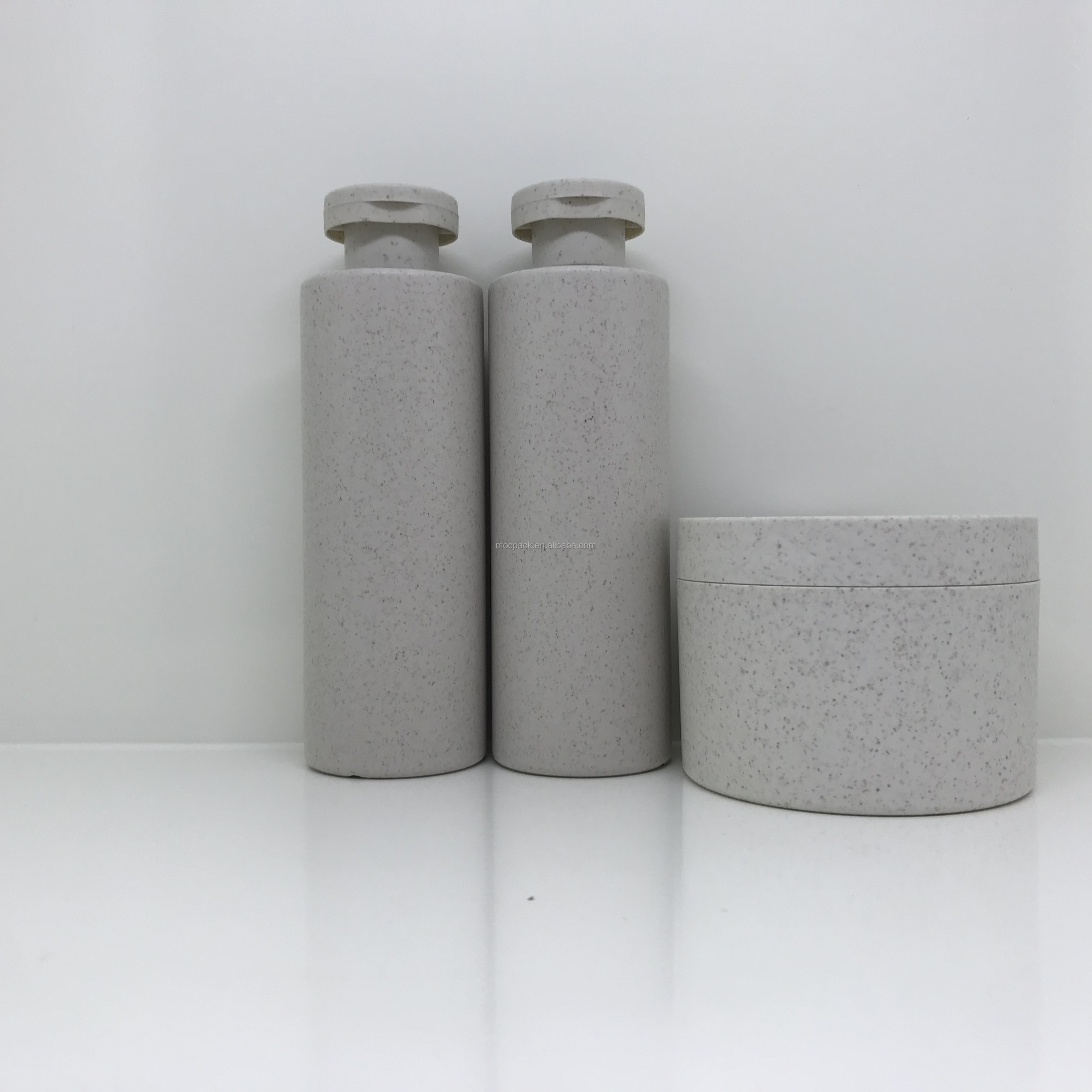 Biodegradable wheat straw bottle 250ml lotion remover shampoo bath care liquid packaging bottle factory