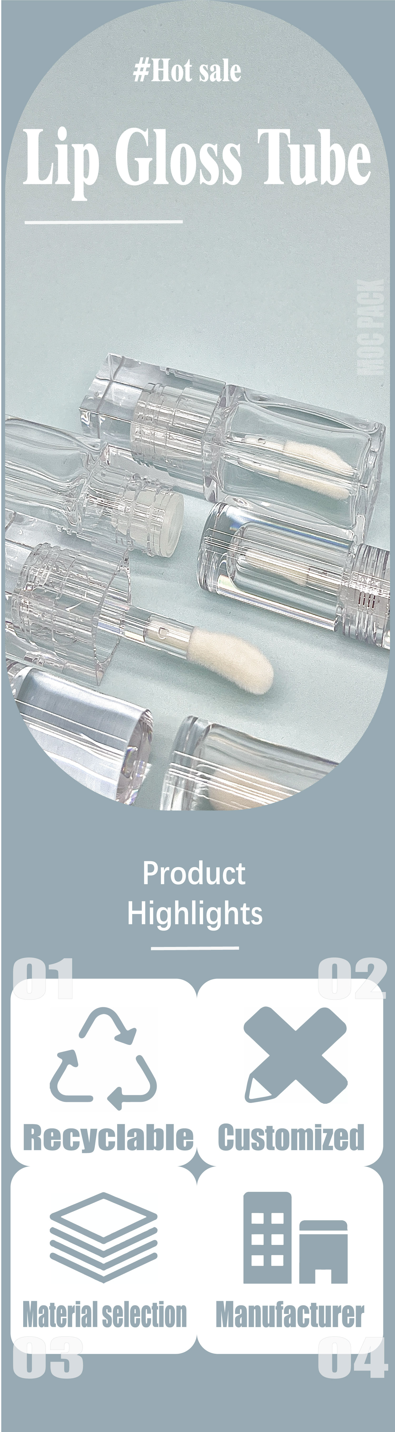 Hot Sale 4.5ml Plastic Cosmetic Lipstick Bottle round Lip Gloss Container with Clear Cap Screen Printing Surface manufacture