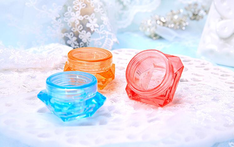 3g 5g wholesale multi colour diamond drill shape empty plastic cosmetic cream jar lip balm sample box vials manufacture