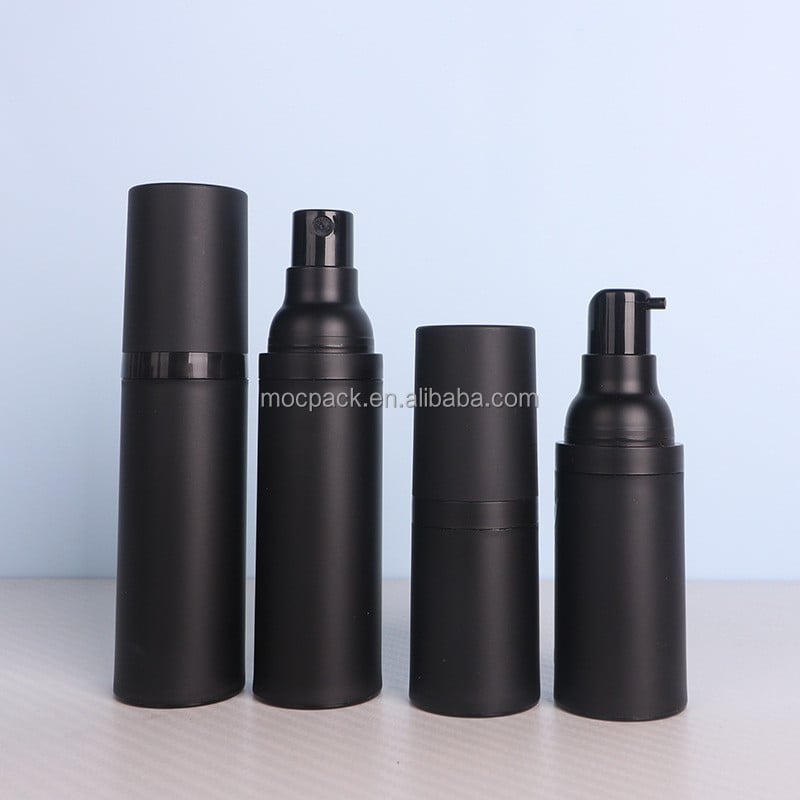 New design 15ml 20ml 30ml 50ml matte black airless lotion pump bottle airless fine mist sprayer bottle manufacture