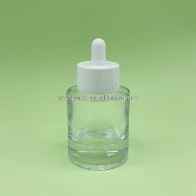 High quality thick wall round 30ml 50ml glass dropper bottle cosmetic serum essence dropper bottle factory