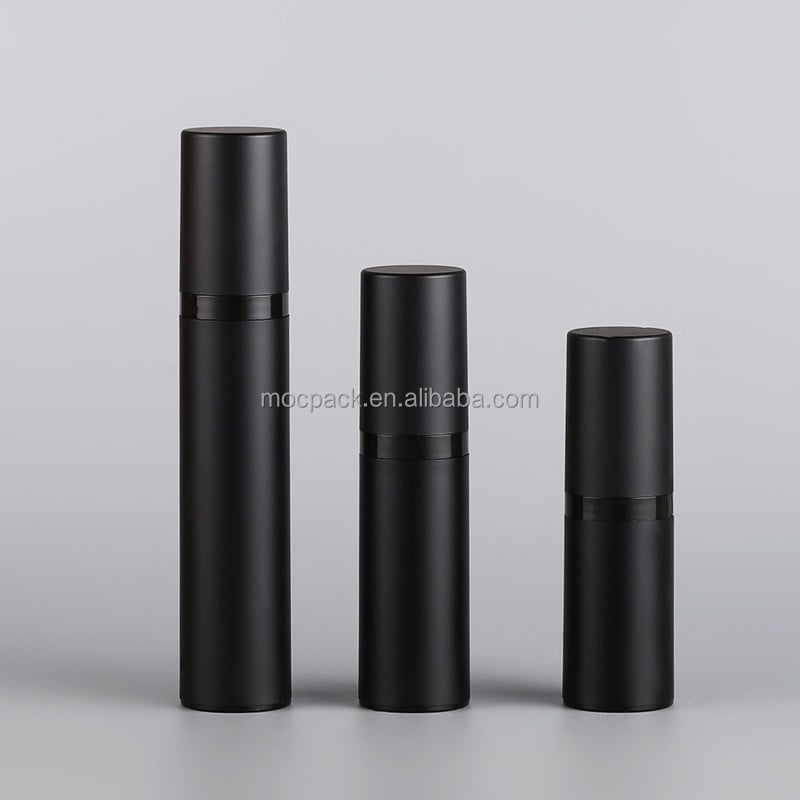 New design 15ml 20ml 30ml 50ml matte black airless lotion pump bottle airless fine mist sprayer bottle factory