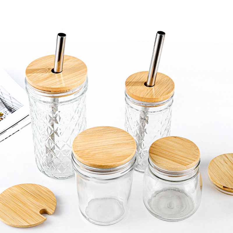 Hot sell bamboo jar lid bamboo lids with straw hole bamboo lids with stainless steel straw for mason jars details
