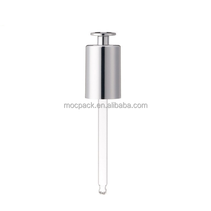 Wholesale 18mm Press Button Dropper Push Dropper With Glass Pipette Silver Gold Bottle Dropper factory
