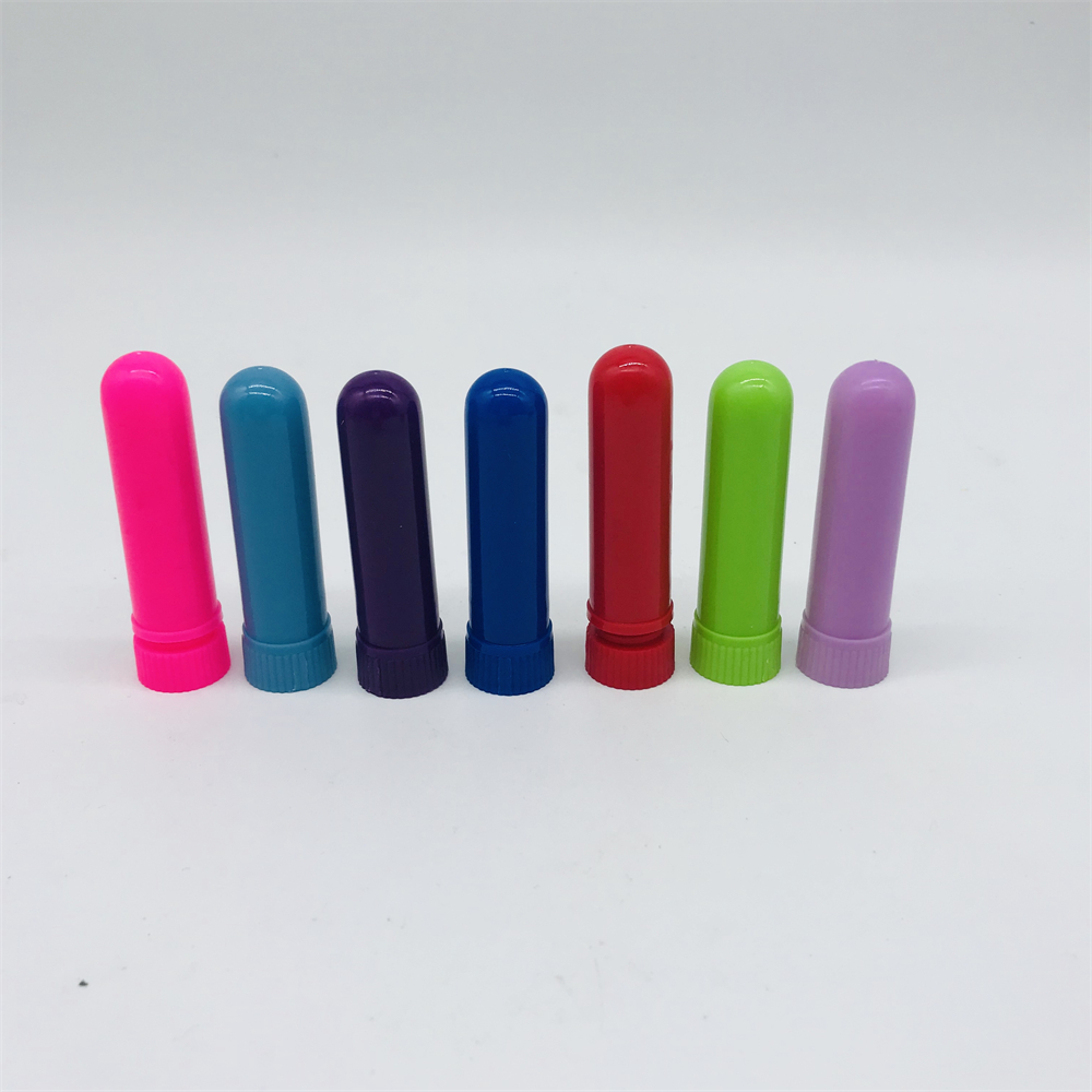 Excellent quality multi-color optional empty nasal inhaler tube shape PP 5ml nasal inhaler with cotton wicks for essential oil manufacture