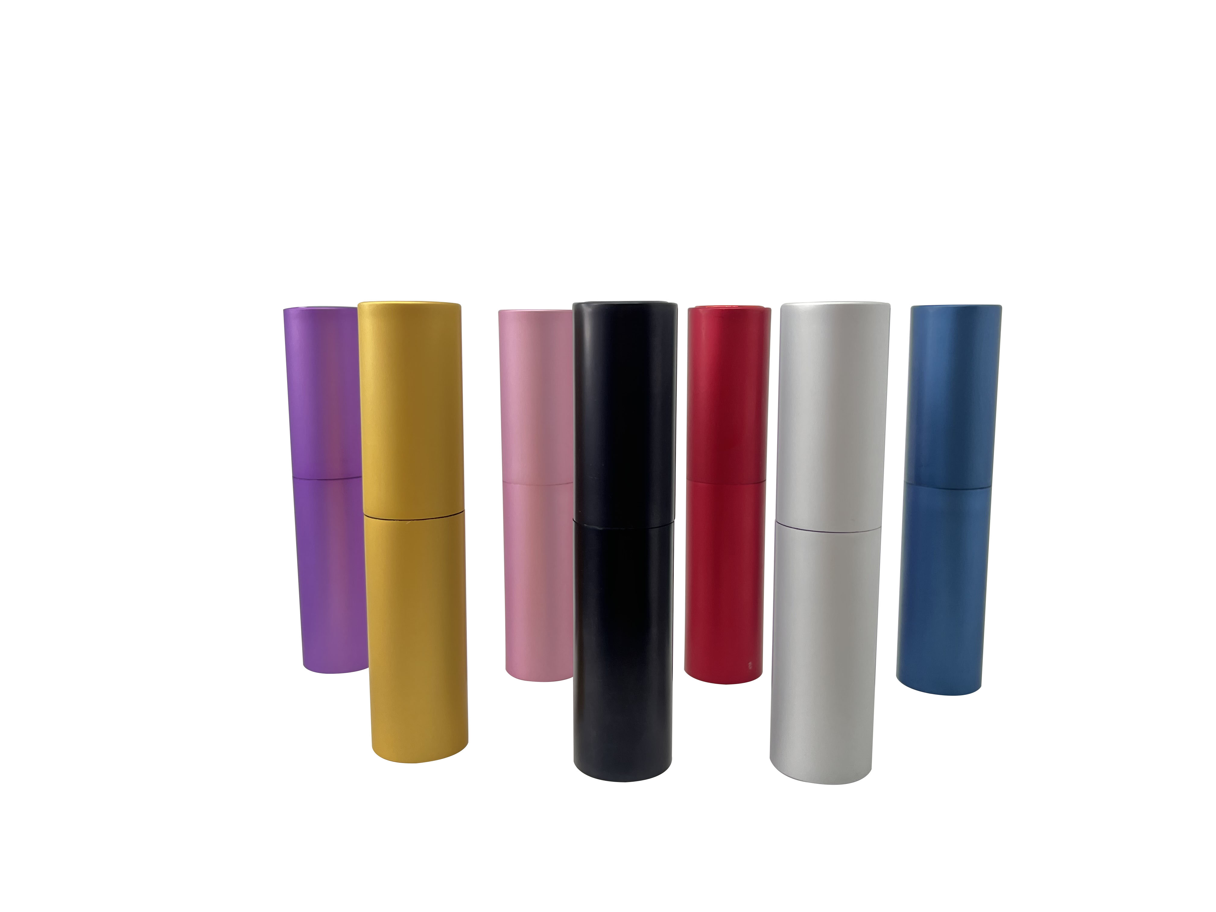 8/10ml wholesale aluminum shell rotary spray bottle 10ml cylinder clear glass spray perfume bottle  glass liner portable oral bo factory