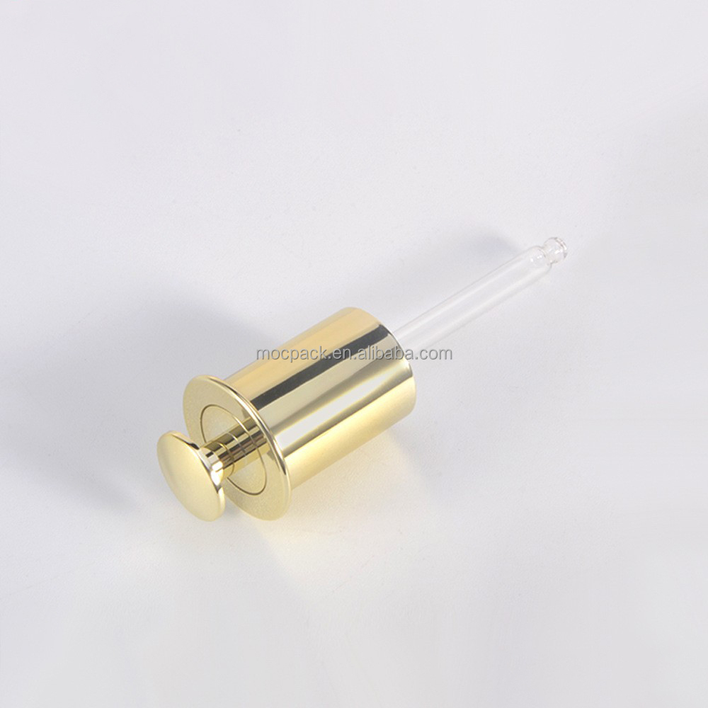 Wholesale 18mm Press Button Dropper Push Dropper With Glass Pipette Silver Gold Bottle Dropper details
