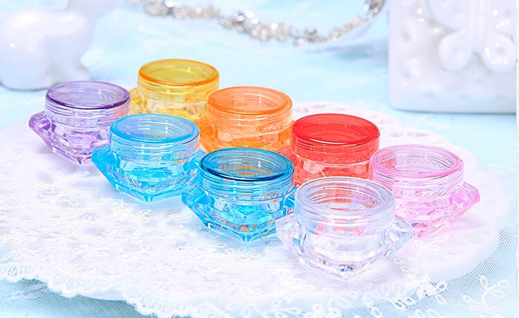 3g 5g wholesale multi colour diamond drill shape empty plastic cosmetic cream jar lip balm sample box vials factory