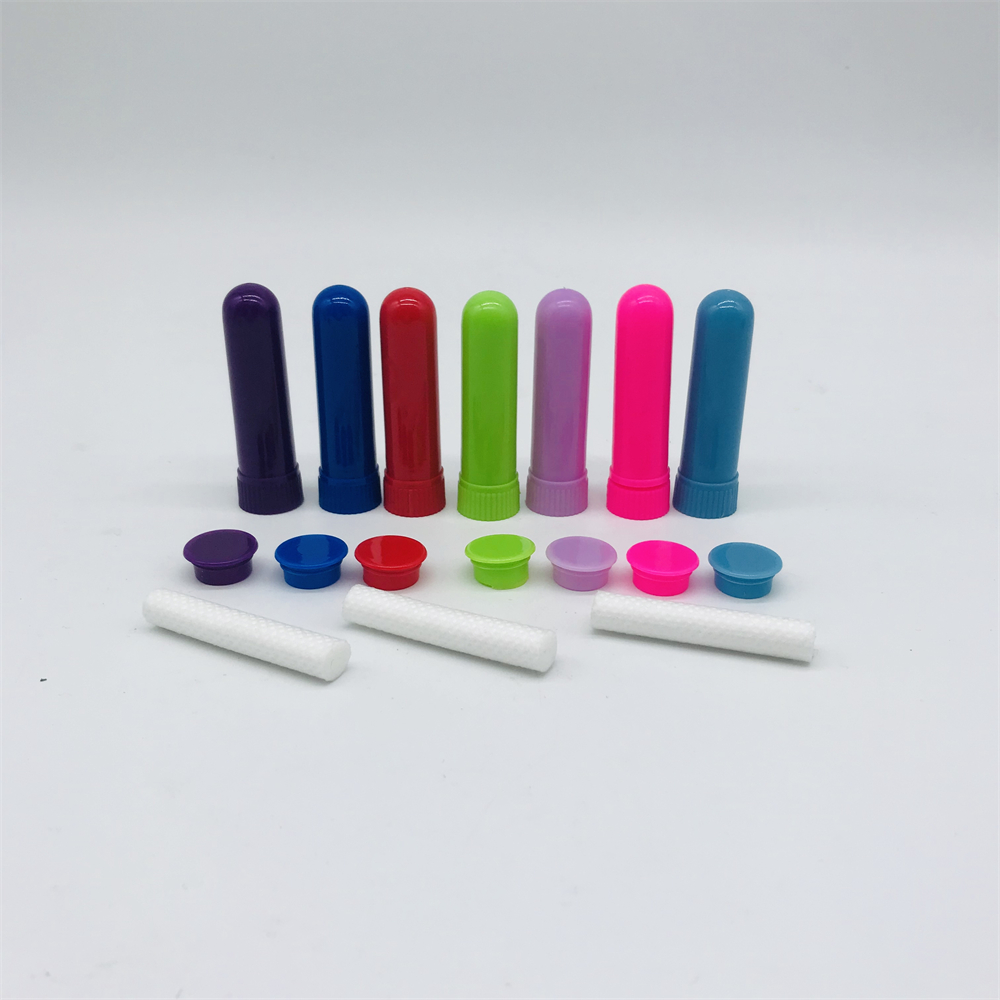 Excellent quality multi-color optional empty nasal inhaler tube shape PP 5ml nasal inhaler with cotton wicks for essential oil factory