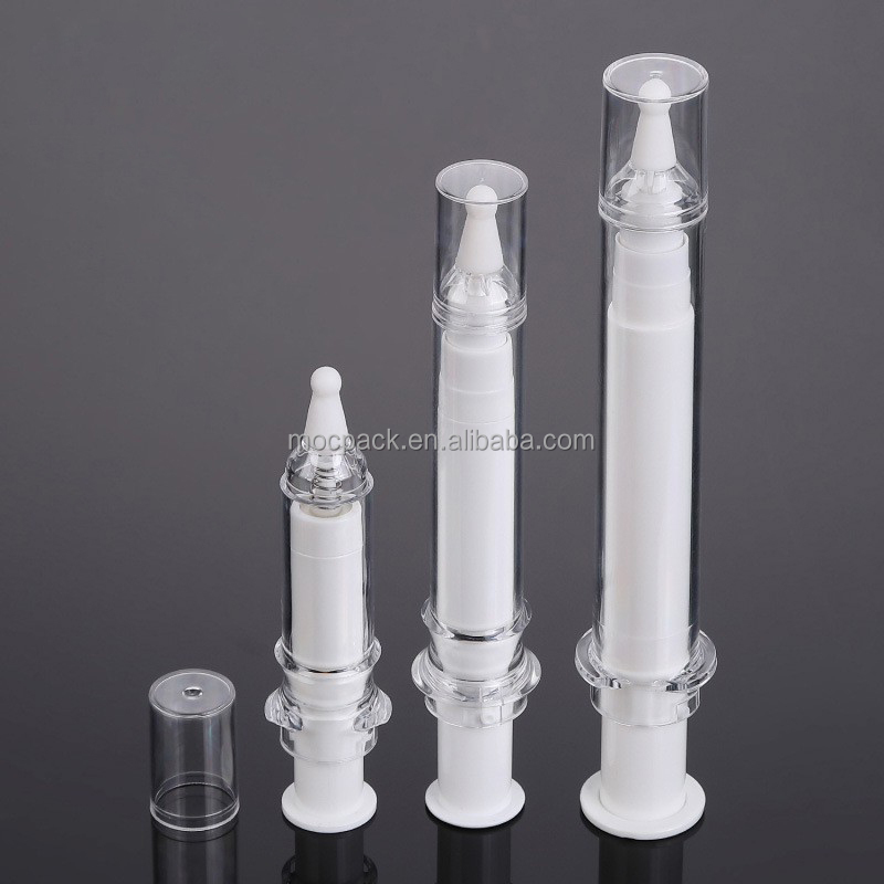 Wholesale 5ml 10ml 20ml push airless syringe bottle airless serum press button dropper bottle manufacture