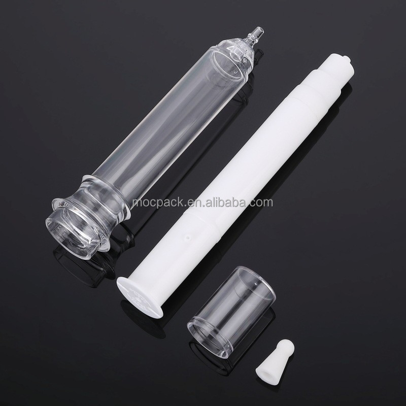 Wholesale 5ml 10ml 20ml push airless syringe bottle airless serum press button dropper bottle supplier