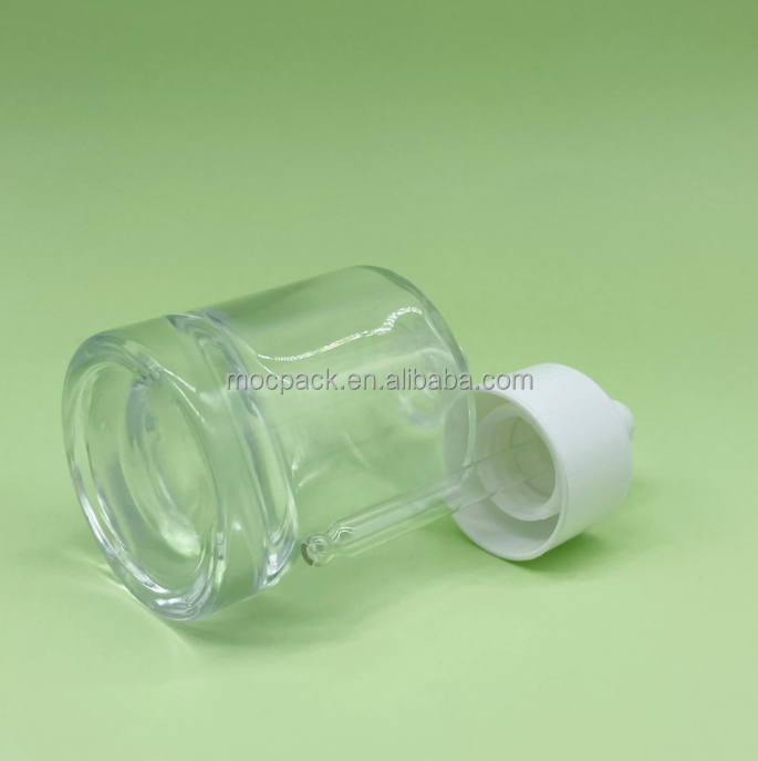 High quality thick wall round 30ml 50ml glass dropper bottle cosmetic serum essence dropper bottle supplier