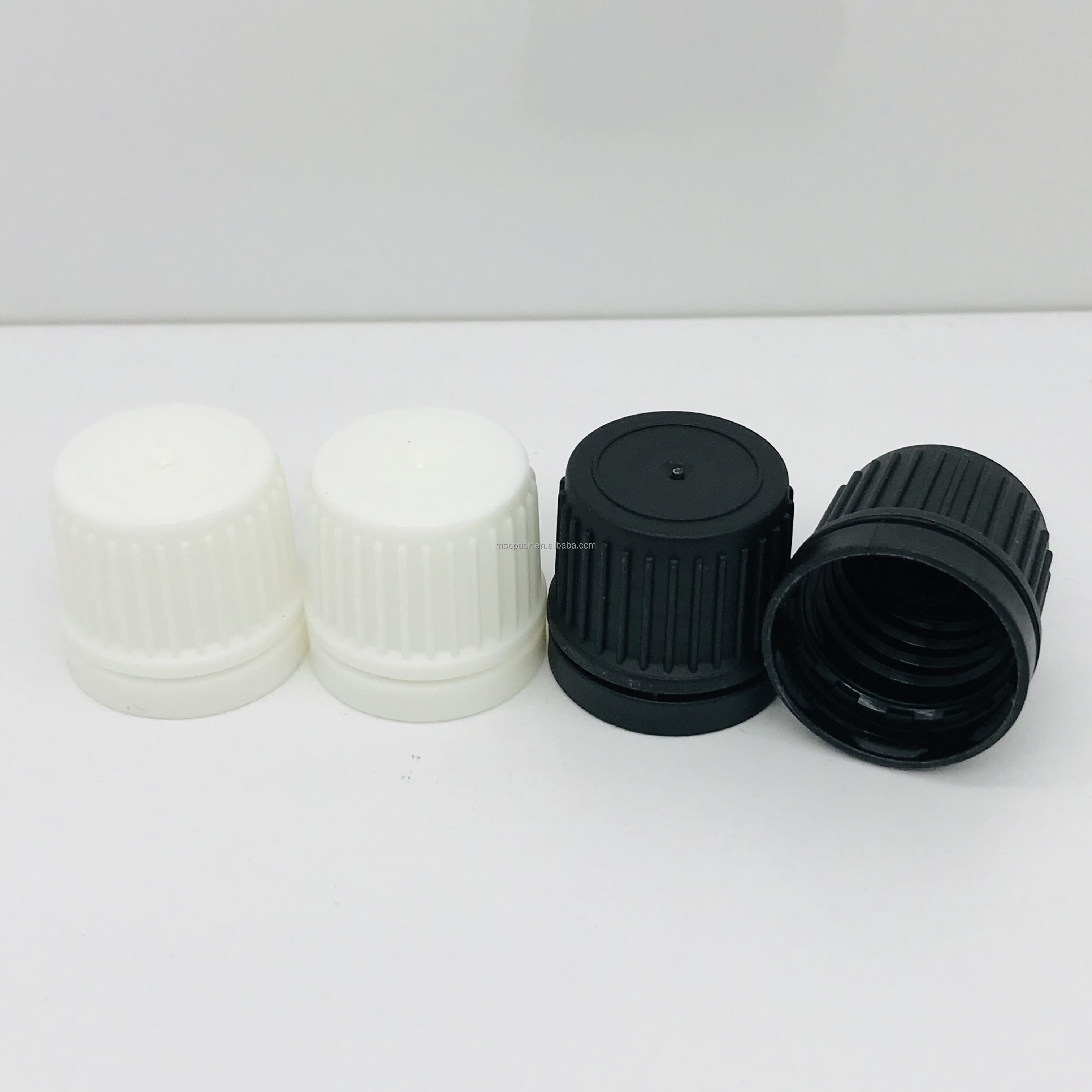 High quality 18mm dropper cap for essential oil bottle white black tamper evident dropper cap manufacture