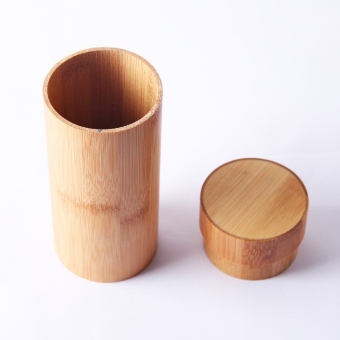 Wholesale round bamboo jar natural handmade bamboo sunglasses box bamboo container for kitchen spice manufacture