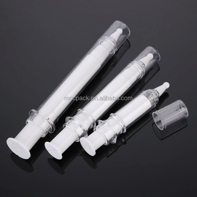 Wholesale 5ml 10ml 20ml push airless syringe bottle airless serum press button dropper bottle supplier