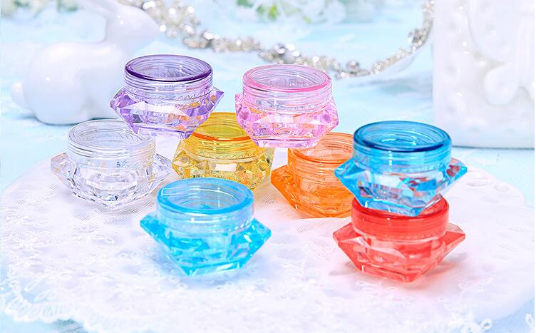 3g 5g wholesale multi colour diamond drill shape empty plastic cosmetic cream jar lip balm sample box vials manufacture