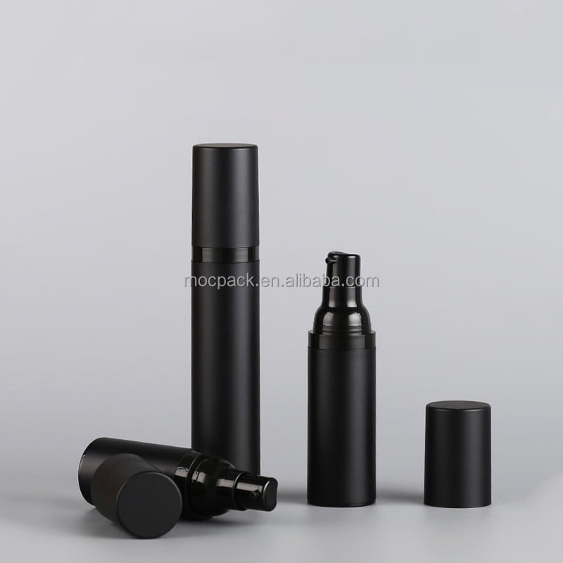 New design 15ml 20ml 30ml 50ml matte black airless lotion pump bottle airless fine mist sprayer bottle supplier