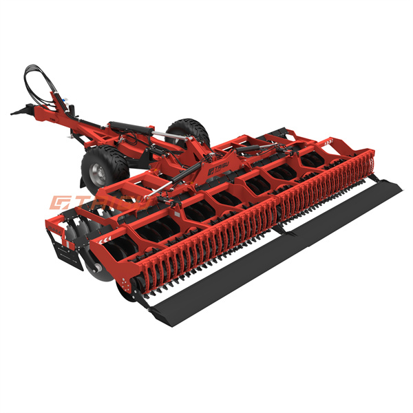 Enhancing soil structure and moisture retention with a disc harrow and roller combination