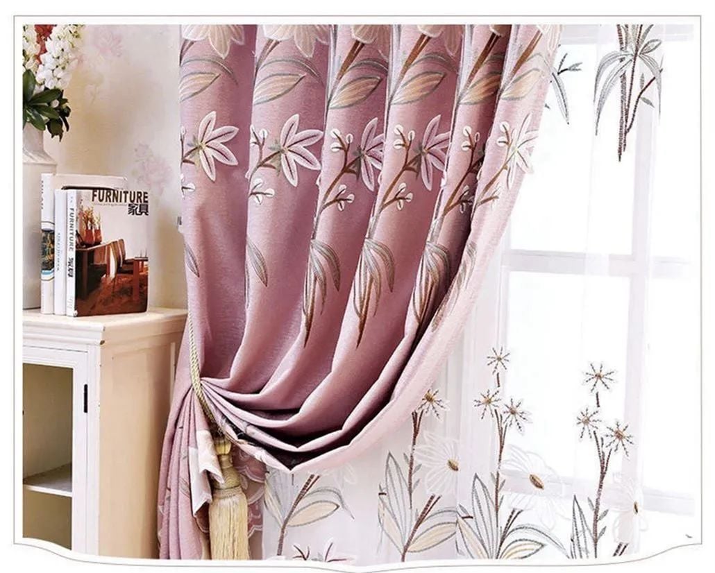 Foulola: X-2021 Series High Grade Embroidery Curtain with Sheers supplier