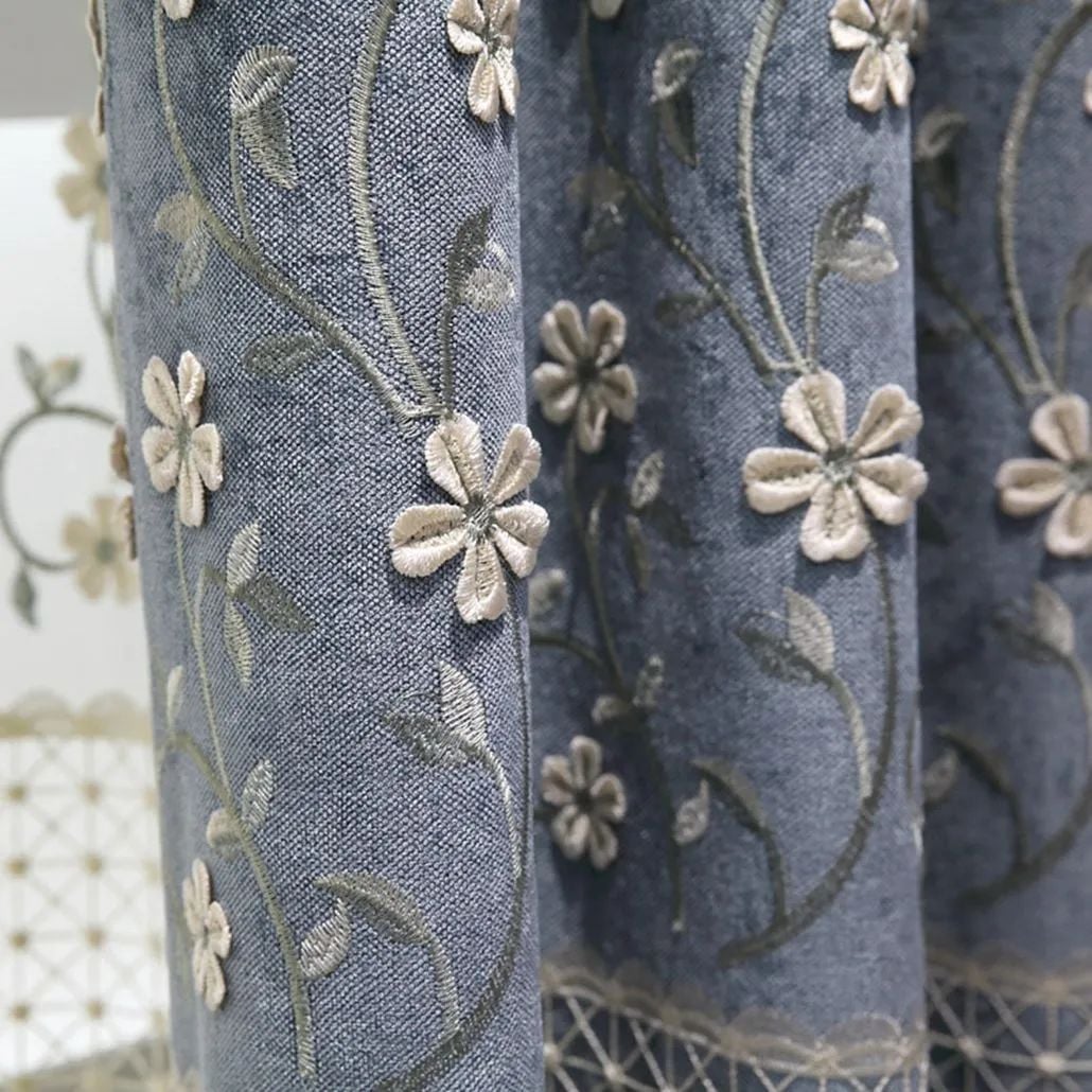 Foulola: X-2021 Series High Grade Embroidery Curtain with Sheers factory