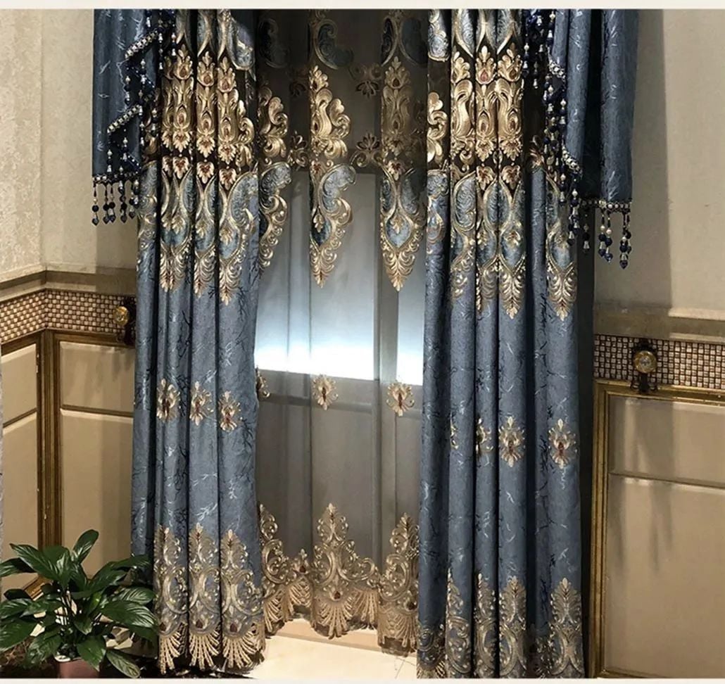 Foulola: X-2021 Series High Grade Embroidery Curtain with Sheers factory