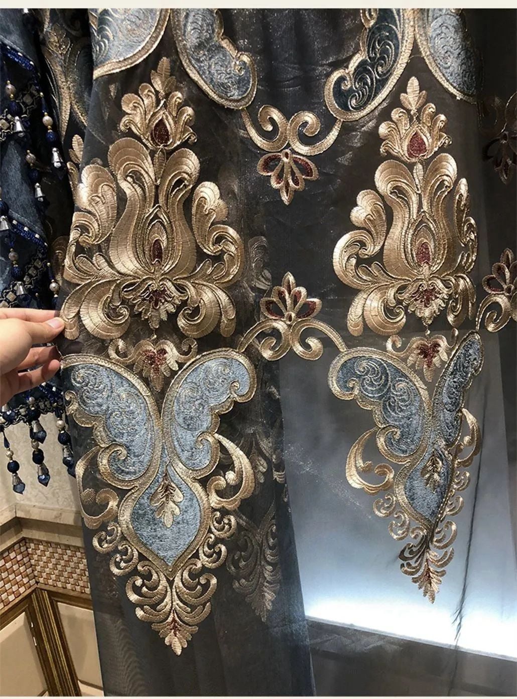Foulola: X-2021 Series High Grade Embroidery Curtain with Sheers supplier