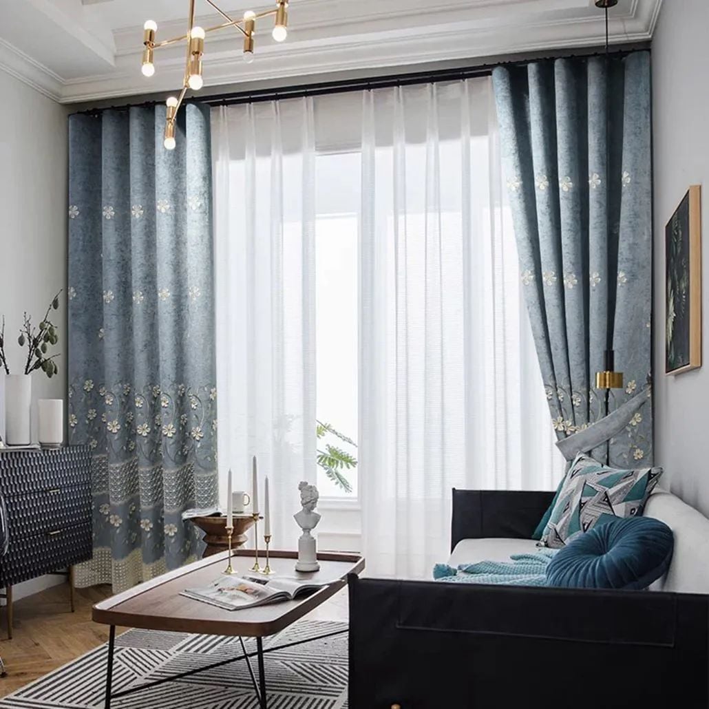 Foulola: X-2021 Series High Grade Embroidery Curtain with Sheers supplier