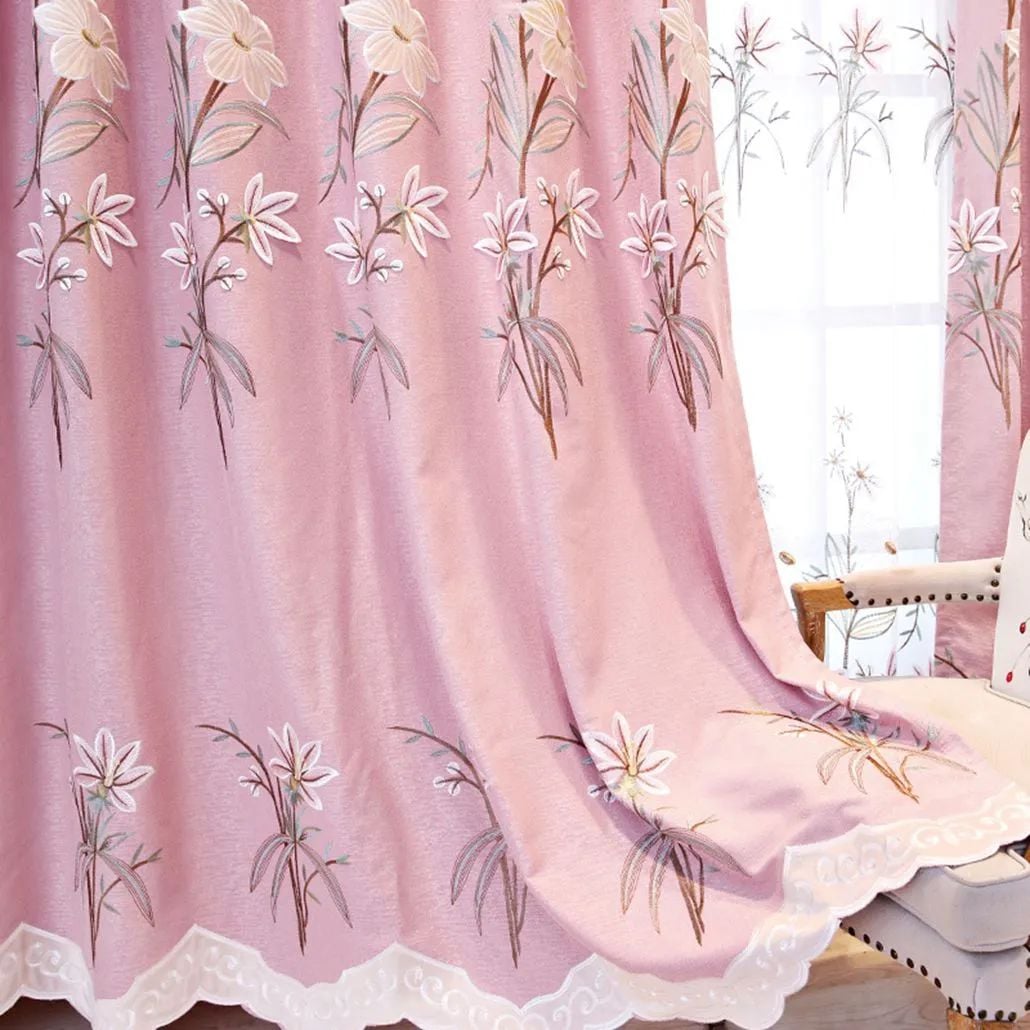Foulola: X-2021 Series High Grade Embroidery Curtain with Sheers supplier