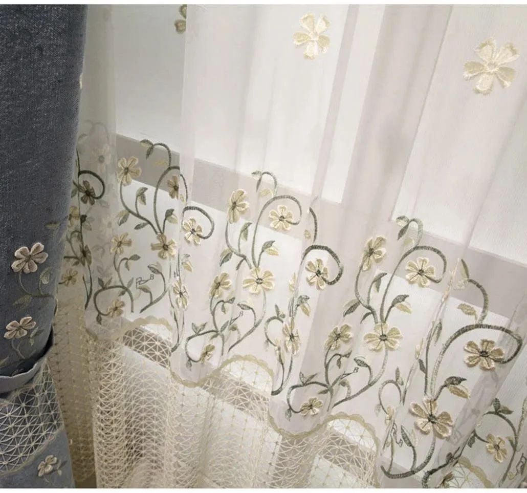 Foulola: X-2021 Series High Grade Embroidery Curtain with Sheers details