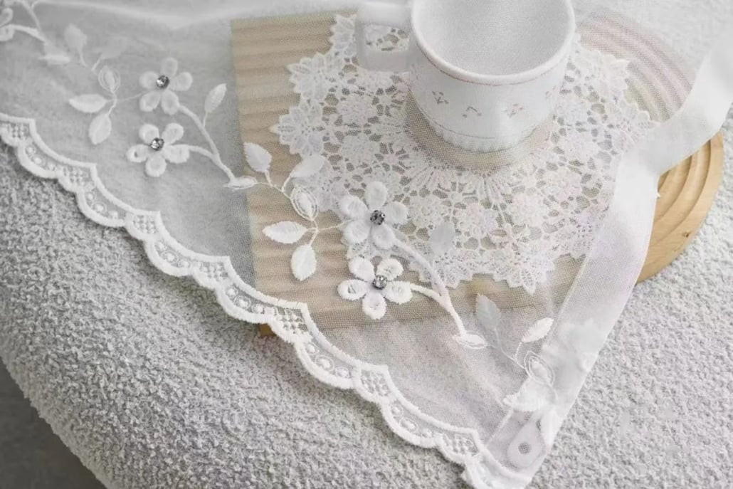 Foulola News:GDBLK/JLZZ/JSNH/QCZC/QJBM/YPMLM#Embroidery Sheers supplier