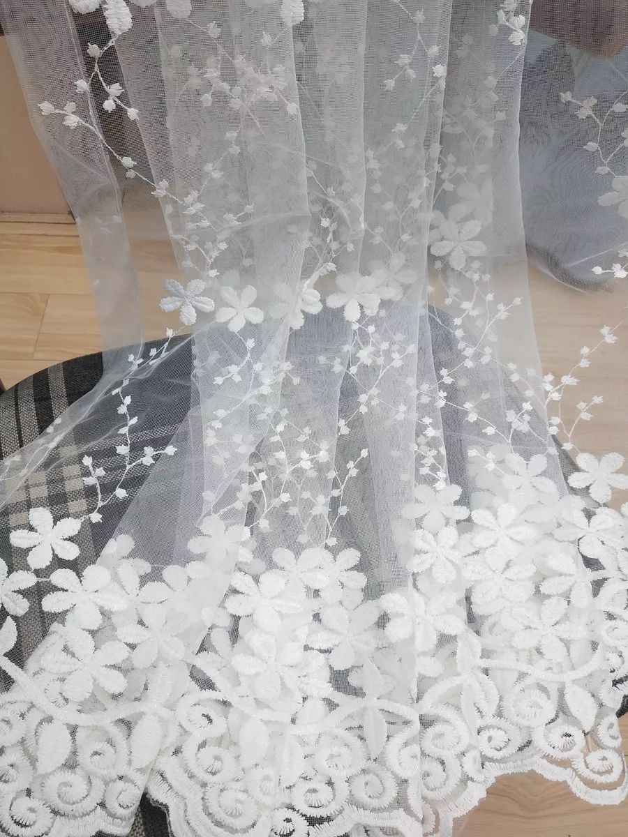 Foulola News: Romatic Flower Embroidered Milk Lace Curtain factory