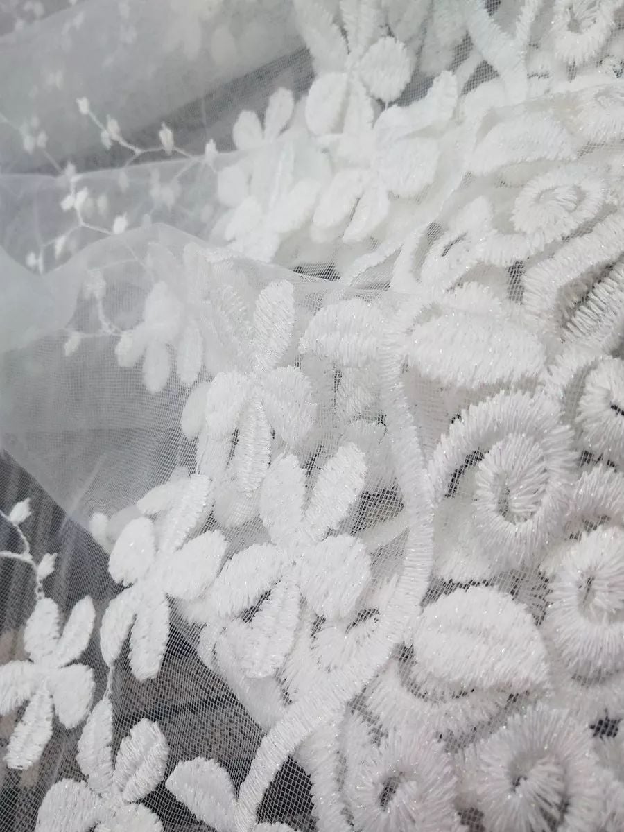 Foulola News: Romatic Flower Embroidered Milk Lace Curtain factory