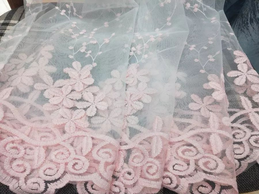 Foulola News: Romatic Flower Embroidered Milk Lace Curtain details
