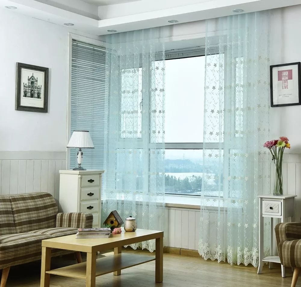 Foulola News: Romatic Flower Embroidered Milk Lace Curtain manufacture