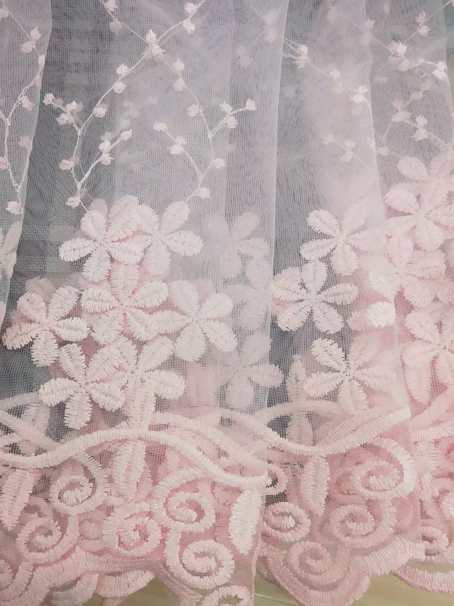 Foulola News: Romatic Flower Embroidered Milk Lace Curtain factory
