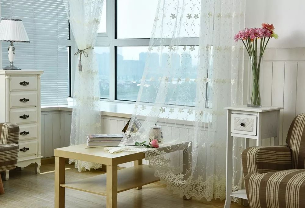 Foulola News: Romatic Flower Embroidered Milk Lace Curtain factory