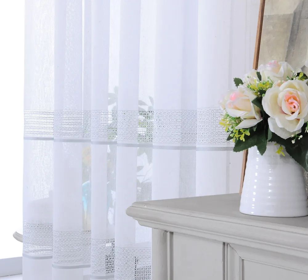 34 Foulola News: 2029# Series Jacquard Stripe Style Linen Sheer factory
