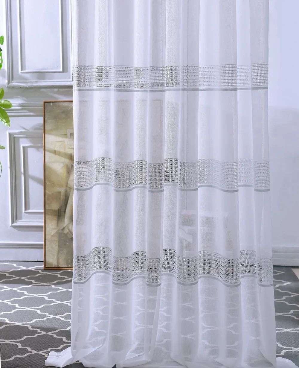 33 Foulola News: 2029# Series Jacquard Stripe Style Linen Sheer factory