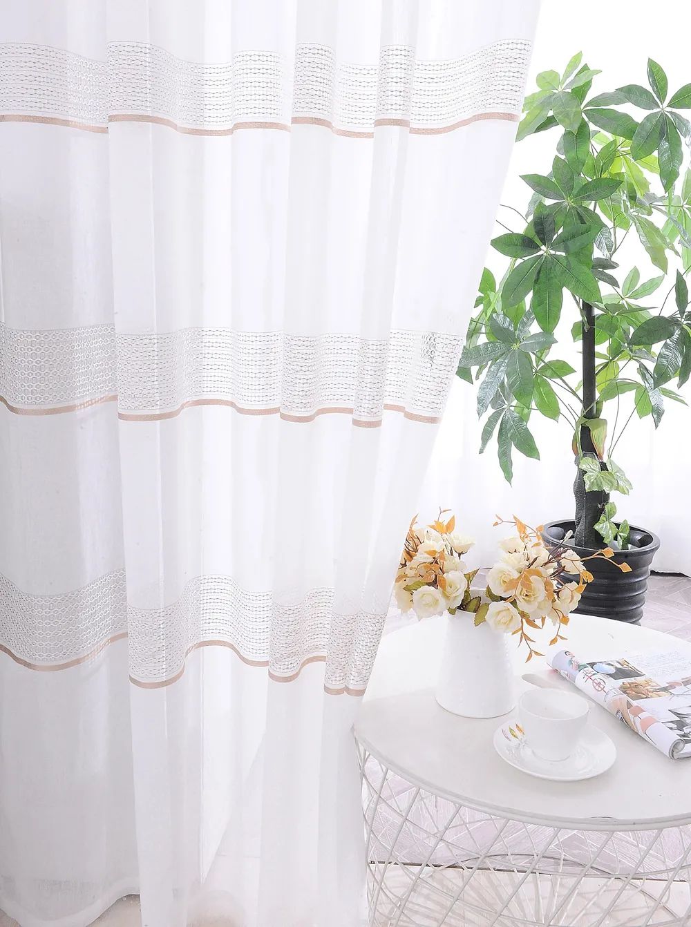 67 Foulola News: 2029# Series Jacquard Stripe Style Linen Sheer manufacture