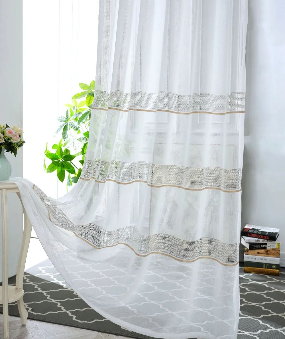 68 Foulola News: 2029# Series Jacquard Stripe Style Linen Sheer factory
