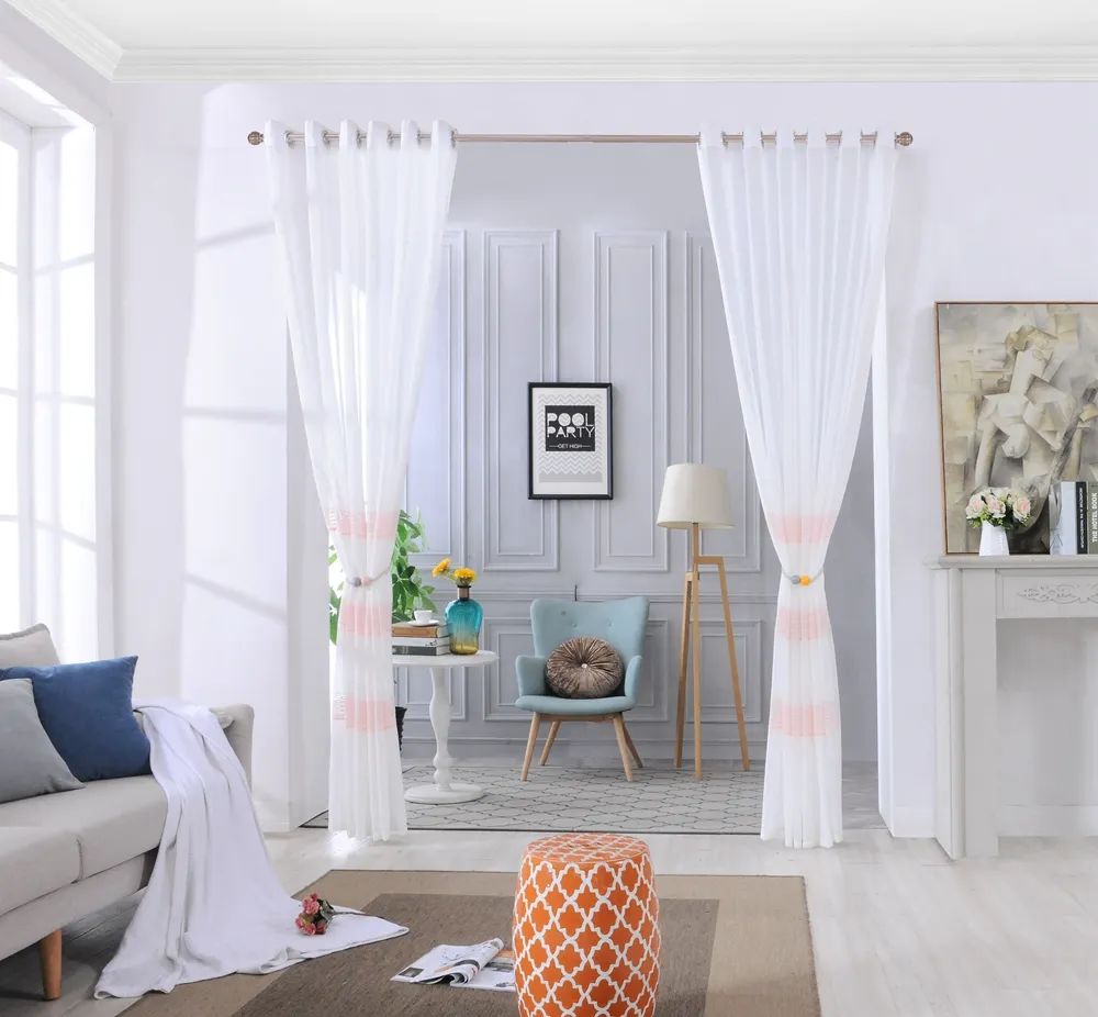 60 Foulola News: 2029# Series Jacquard Stripe Style Linen Sheer details