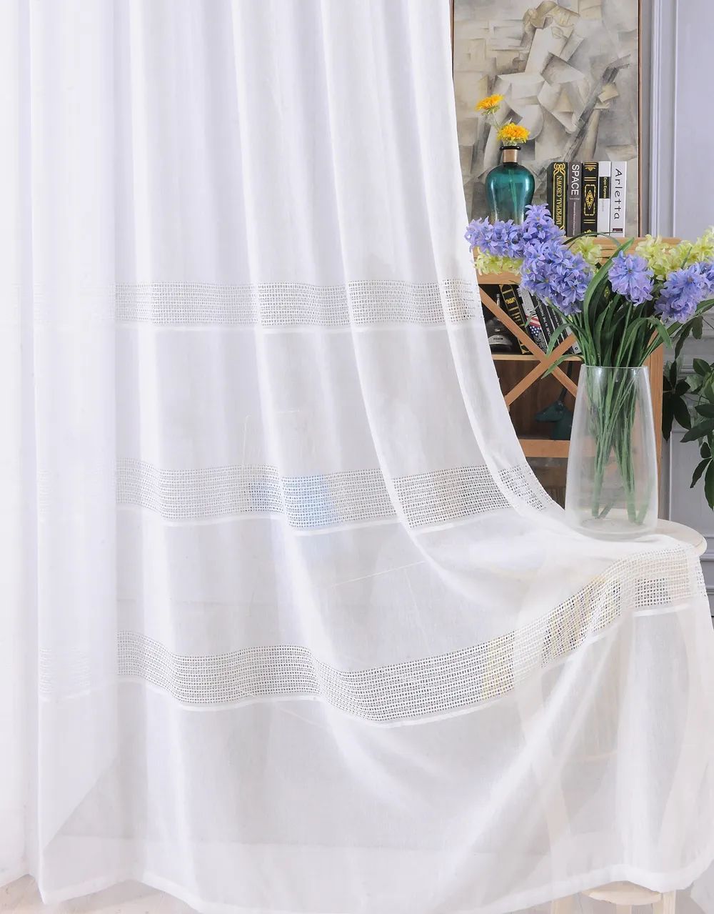 8 Foulola News: 2029# Series Jacquard Stripe Style Linen Sheer supplier