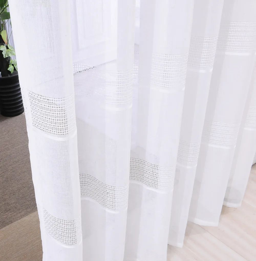 7 Foulola News: 2029# Series Jacquard Stripe Style Linen Sheer factory