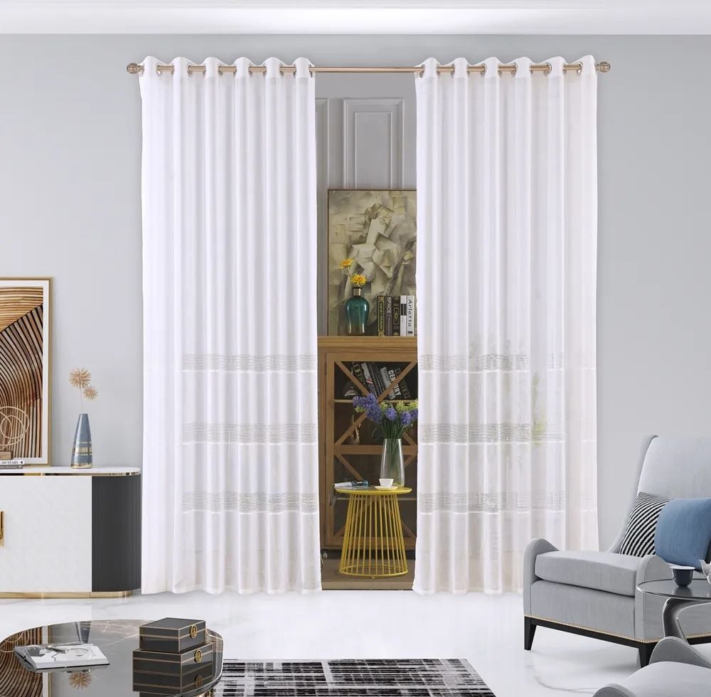 10 Foulola News: 2029# Series Jacquard Stripe Style Linen Sheer supplier