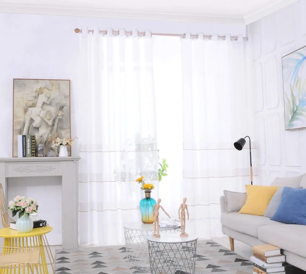 69 Foulola News: 2029# Series Jacquard Stripe Style Linen Sheer details