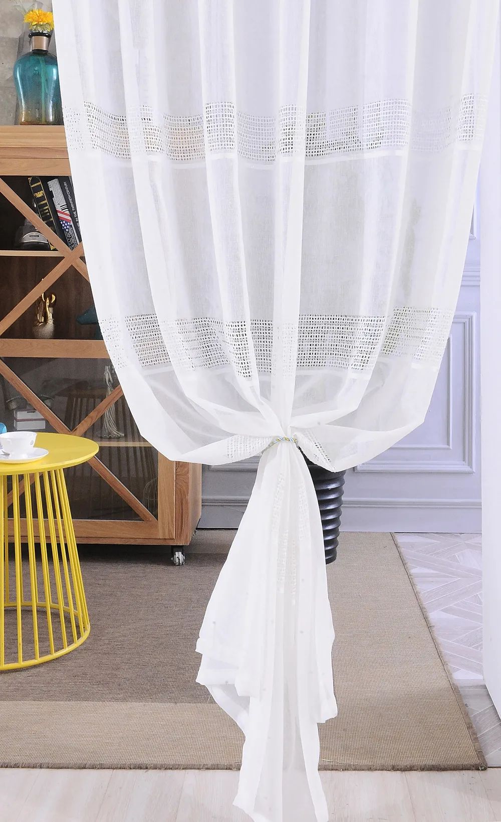 9 Foulola News: 2029# Series Jacquard Stripe Style Linen Sheer supplier