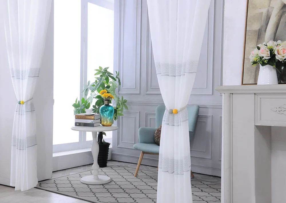 35 Foulola News: 2029# Series Jacquard Stripe Style Linen Sheer factory